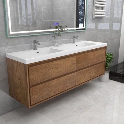 Ensemble de meuble-lavabo double mural 70,6 po Azden