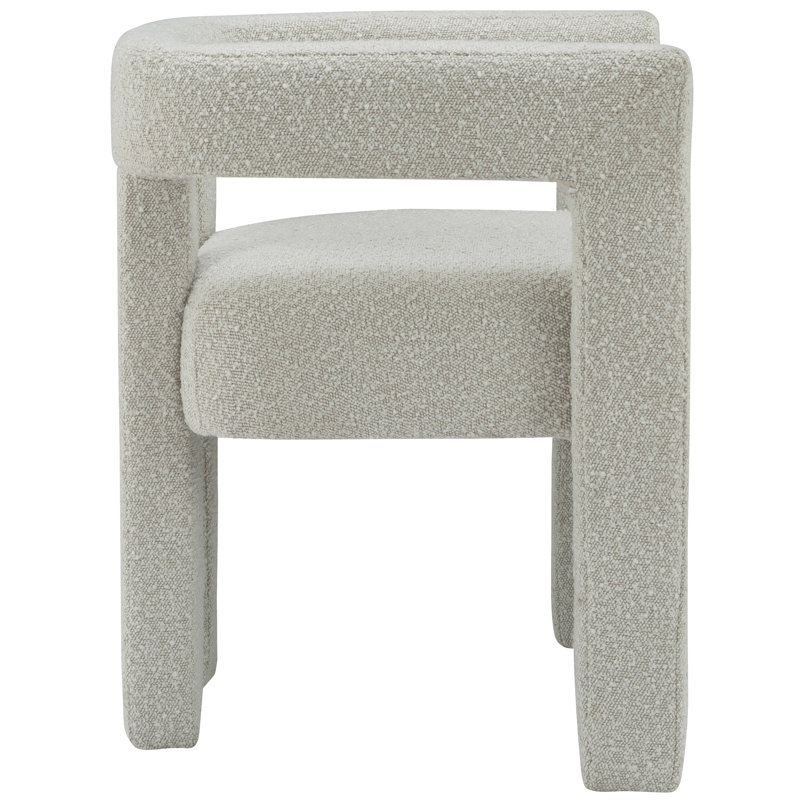 Cream Boucle Upholstered Low Arm Chair with Wood Frame
