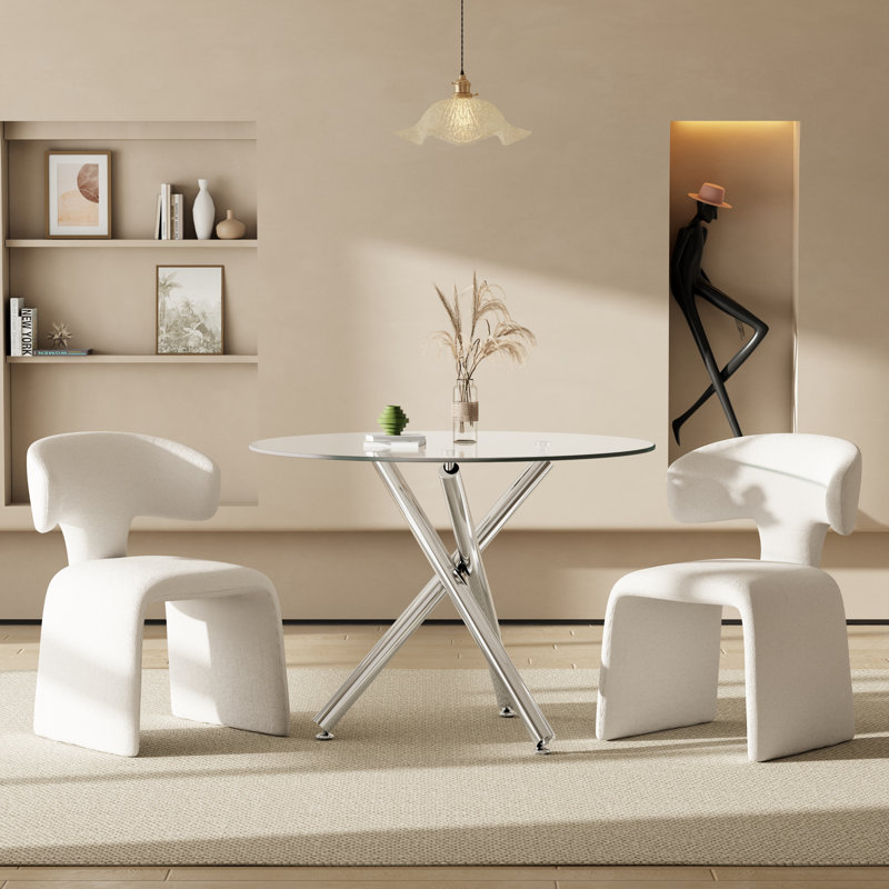 Ensemble de salle à manger Hoggan, 3 Pieces: Table, 2 Chairs, 29.5" H x 36" L x 36" W, Silver