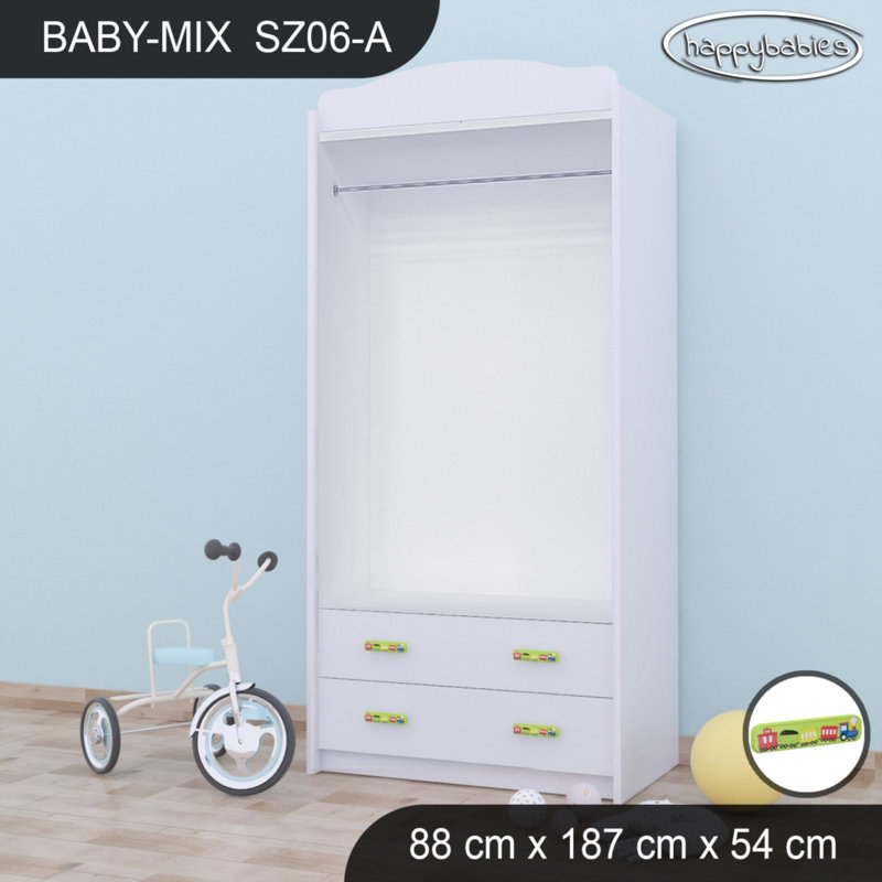 2 Door Wardrobe, White/Green