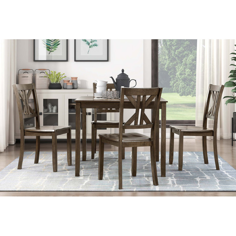 Ensemble de salle à manger 5 pièces et 4 chaises d'appoint avec coin-repas en X