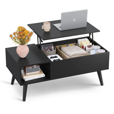 Coffee Table, 39"" Lift Top Coffee Table With Hidden Compartment, Small Rising Wooden Dining Center Table For Home Living Room, Office -  George Oliver, ACB83898993942DA8D7949DA68B64C50