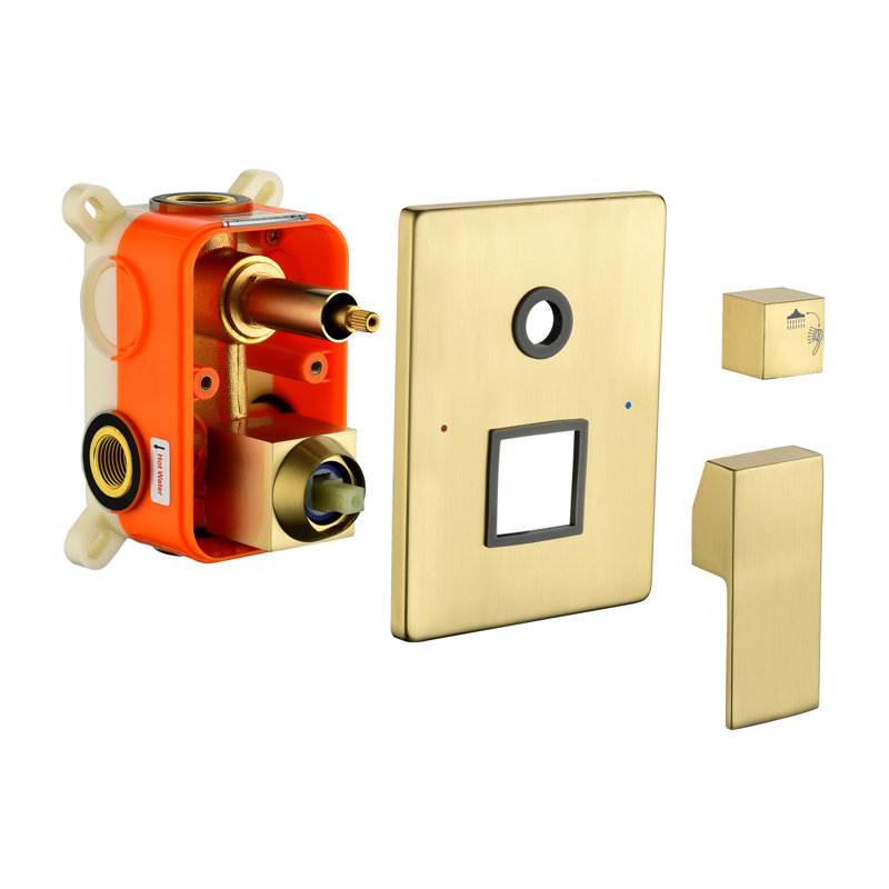 Système de douche en or brossé, pomme de douche à effet pluie de 10 pouces avec ensemble combiné de poche, système de pomme de douche double à pluie haute pression murale, ensemble de robinet de douche avec valve et garniture