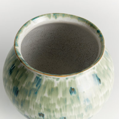 Stonecast High-Fired Stoneware Hand-Painted Grande Vase Small in Green/Blue