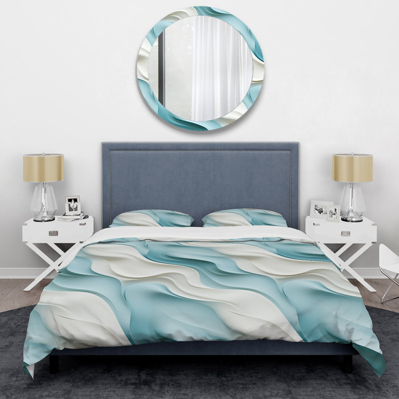 Literie bleue et blanche, Housse de couette pour très grand lit et 2 très