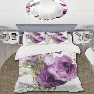 Rose foncé foncé - ensemble de housse de couette traditionnel - microfibre de polyester