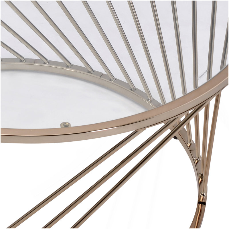 Table basse en verre transparent avec finition champagne Bluelipe
