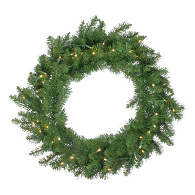 Couronne de Noël artificielle pré-éclairée en sapin de Buffalo - lumières DEL blanc chaud