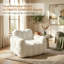 Canapé à une place Lotus. Fauteuil à billes en fausse fourrure avec tirettes. Aucun assemblage requis, blanc.-2024943238