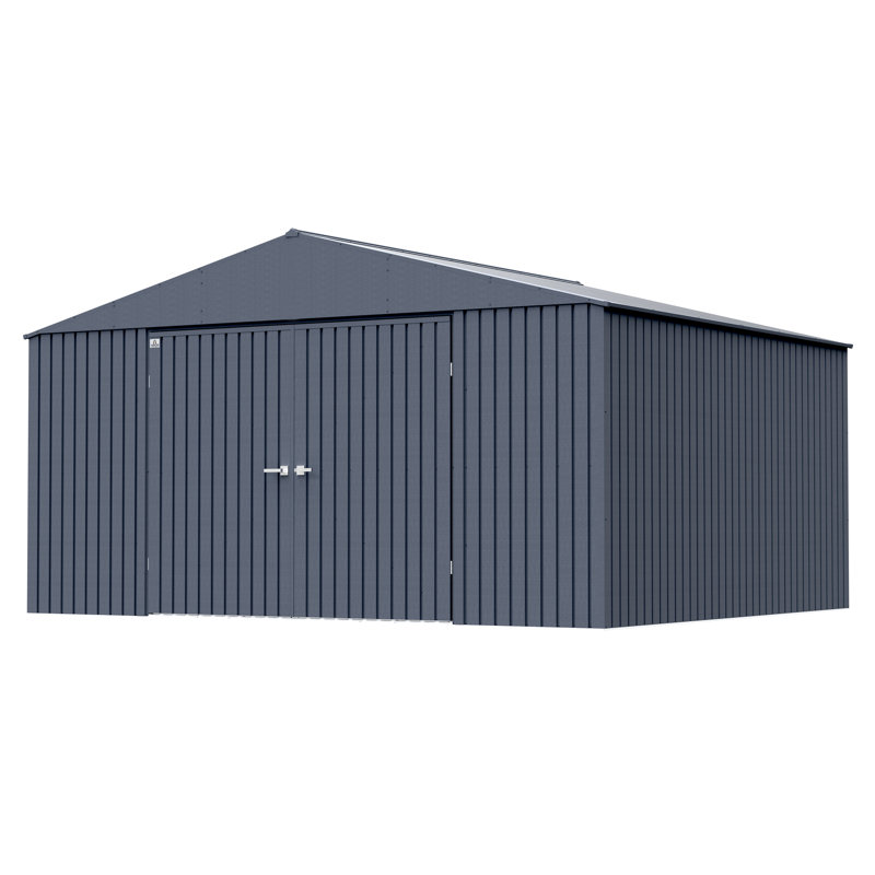 Anthracite 12' x 16' Steel Storage Shed with Swing Doors