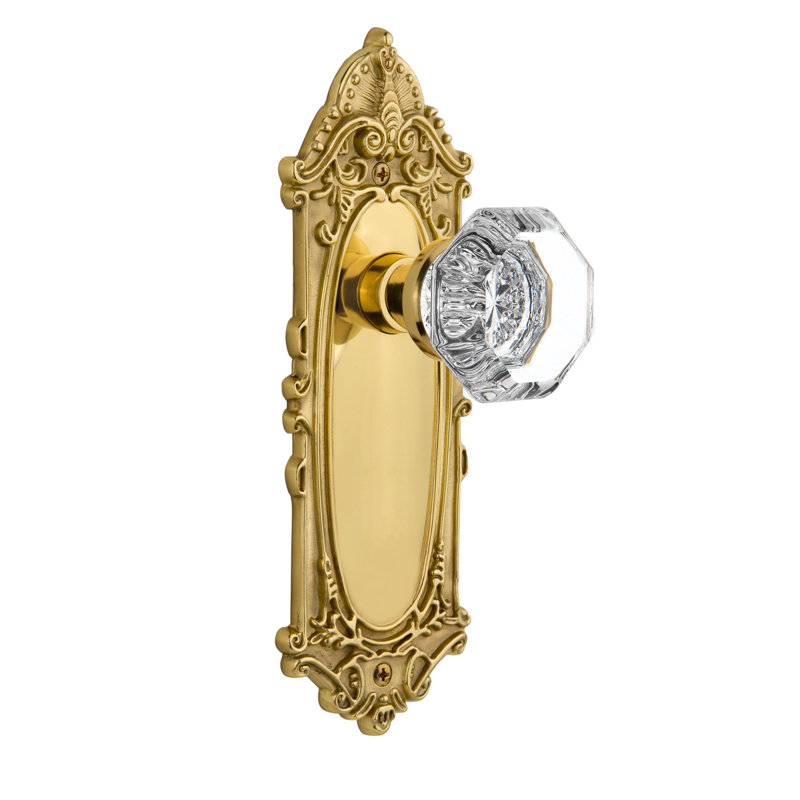 Victorian Plate with Waldorf Door Knob, Polished Brass