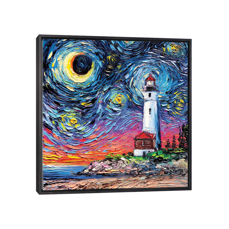 "Light the Way Home" par aja Trèves, reproduction d’art, Toile avec cadre noir patiné, Pas de tapis