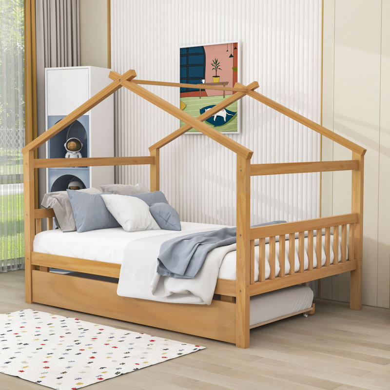 Abberger Full House Beds with Trundle, Natural