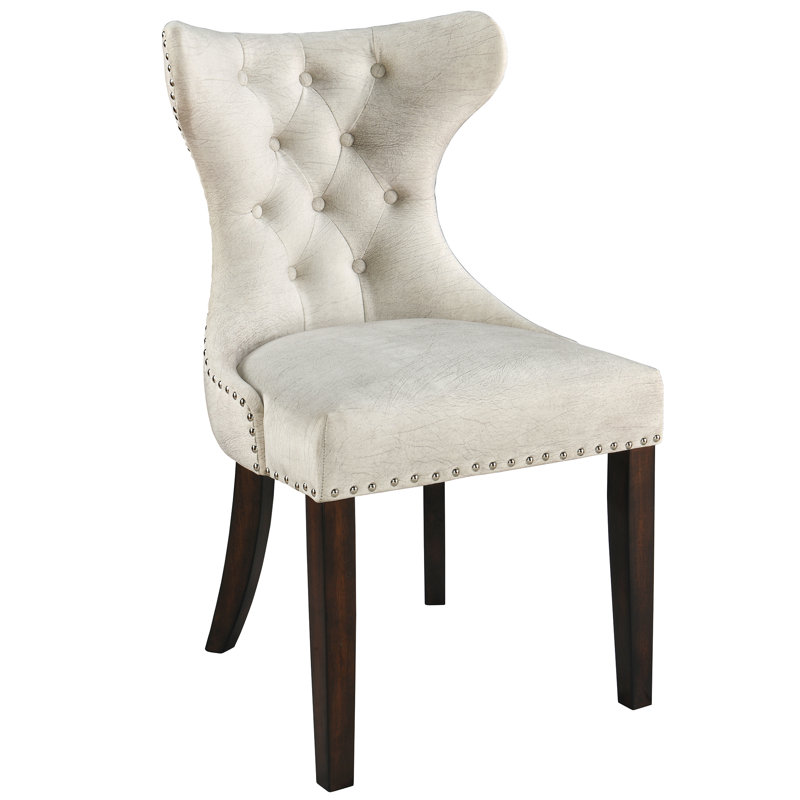 Gasia Upholstered Side Chair, Beige Sponge