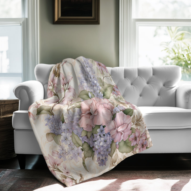 Pastel Petals Serenade - couverture sherpa de qualité supérieure 1 pièce - reproduction d'art luxueuse, Lit simple