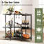 Unité de bar à 3 niveaux avec porte-verres à pied et tablettes de rangement avec structure en métal-572536498
