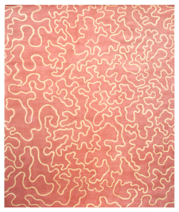 Abstract Area Rug in Raspberry, Rectangle 8'1" x 10'