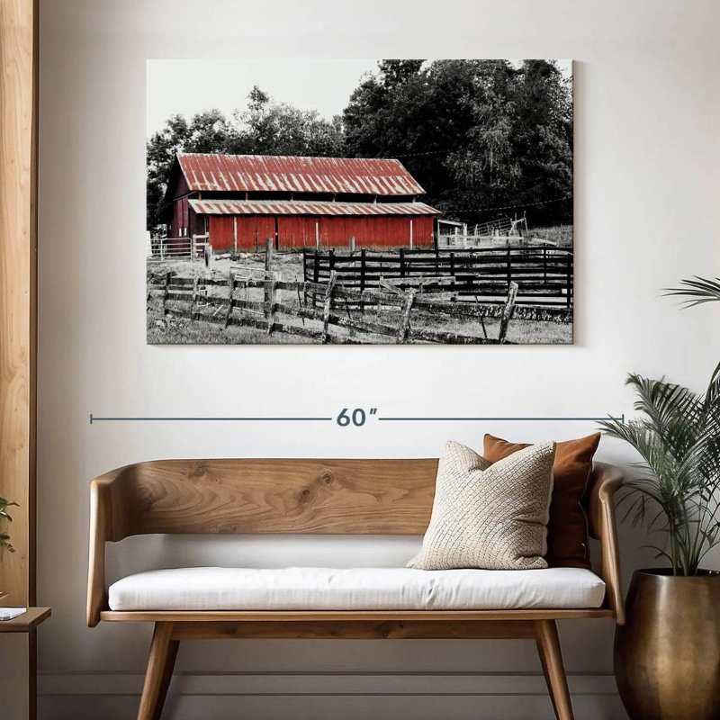 Lilie BW Rustic Barn, 32" H x 48" W
