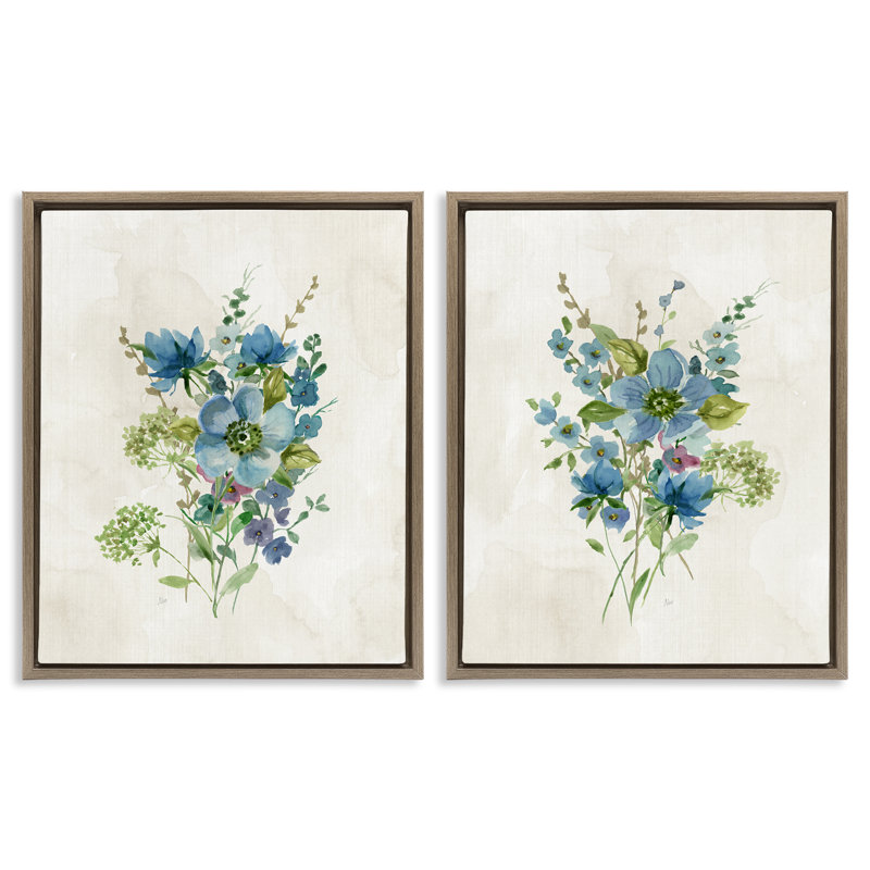  Delicate Blossom Bundles, ensemble de 2 toiles flottantes encadrées par Nan, H 31 po x l 25 po