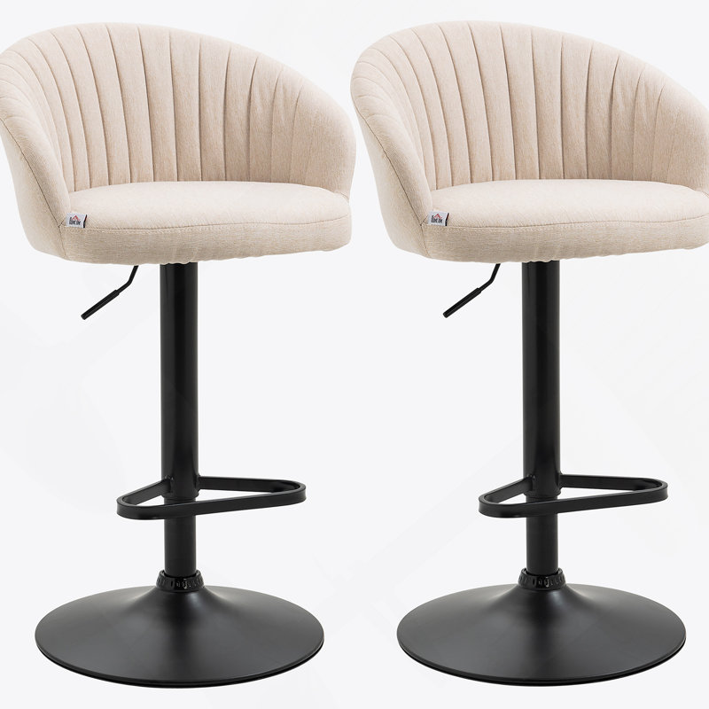 Tabourets de bar pivotants beiges à hauteur réglable avec repose-pieds