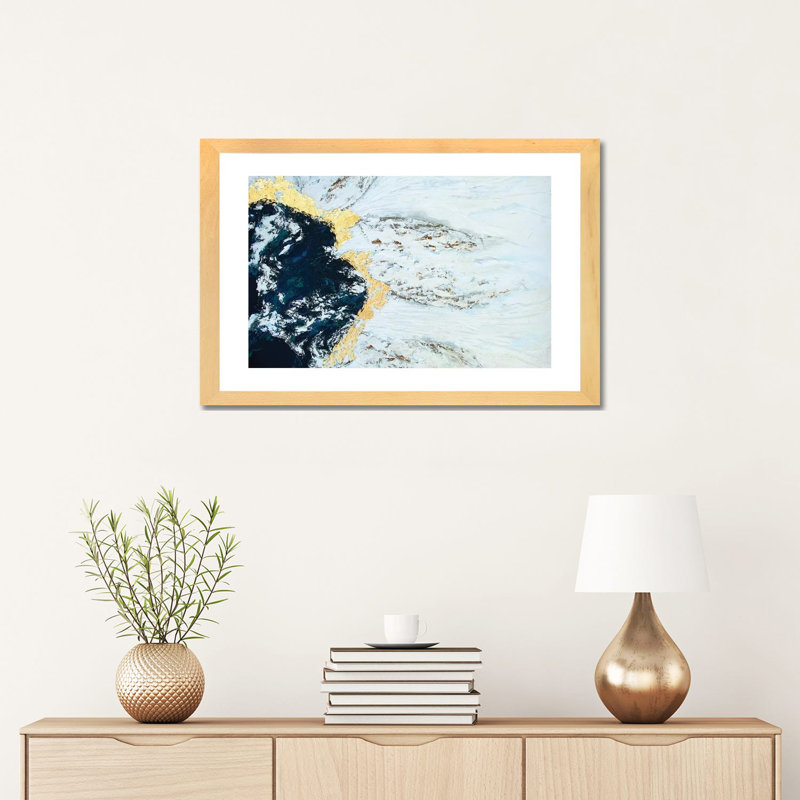 "Islande" par SpellBond Fine Art - impression d'art graphique, 16" H x 24" W x1" D, Natural Wood Paper, Blanc