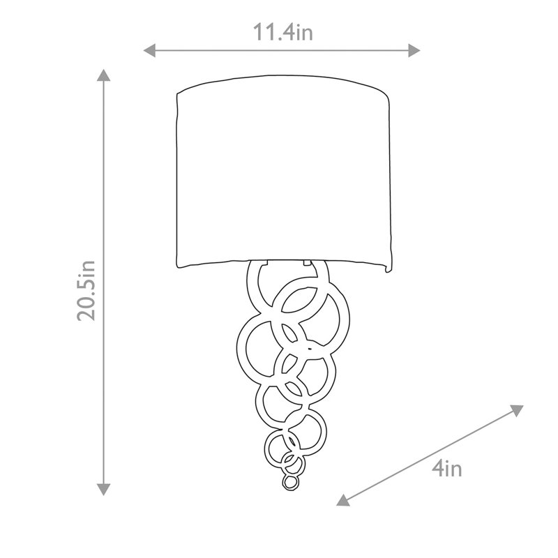 Applique murale Curtis - Laiton vieilli, 1, H 20,5 po x l 11,4 po x P 11,4 po