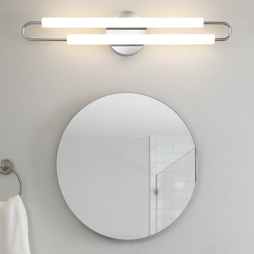 Eliseo Single Frosted Dimmable LED Bath Sconce, Chrome