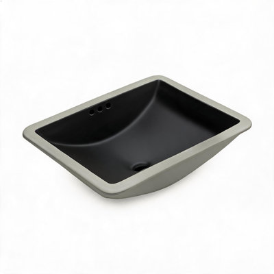 Lavabo de salle de bain encastré en céramique noire de 53 cm x 38 cm avec trop-plein