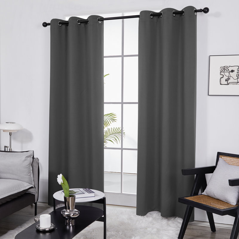 Frome Room Darkening Curtain Pair, 38" W x 63" L, Dark Gray