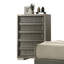 Commode de style contemporain à 5 tiroirs avec support à 5 tiroirs et feuillets sur fond gris foncé