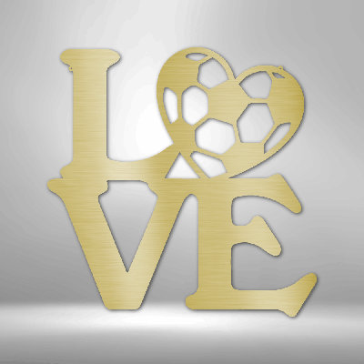 Soccer Love Steel Sign Laser Cut Powder Coated Home & Office Metal Wall Decor Multiple Sizes & Colors