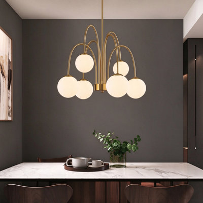 Lustre sphérique spoutnik à 6 lumières à intensité variable moderne en verre