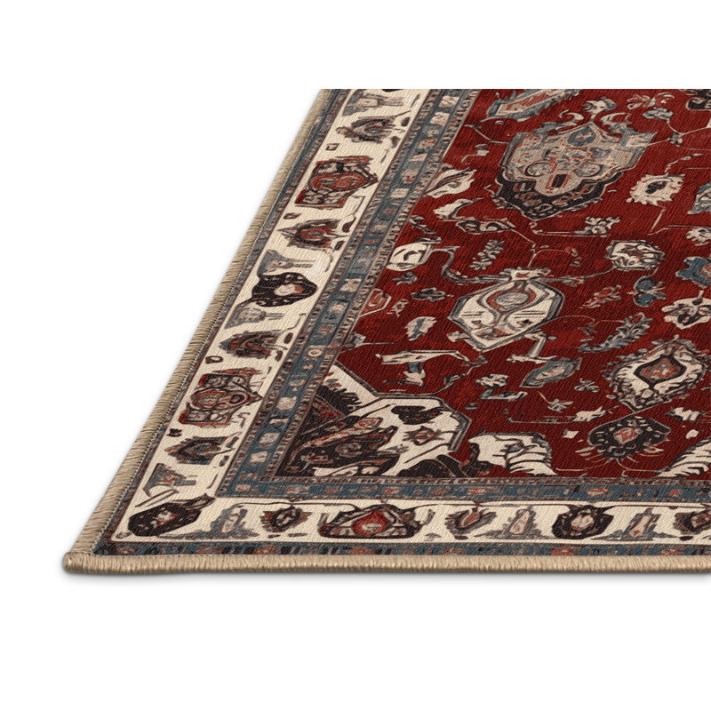 Machine Washable Persian Brown Area Rug, Round 4'