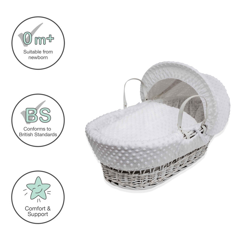 Lenore Moses Basket With Stand with Bedding with Mattress