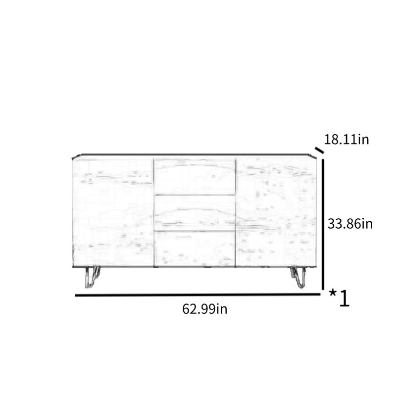 Small Simple Two-door Sideboard, Walnut