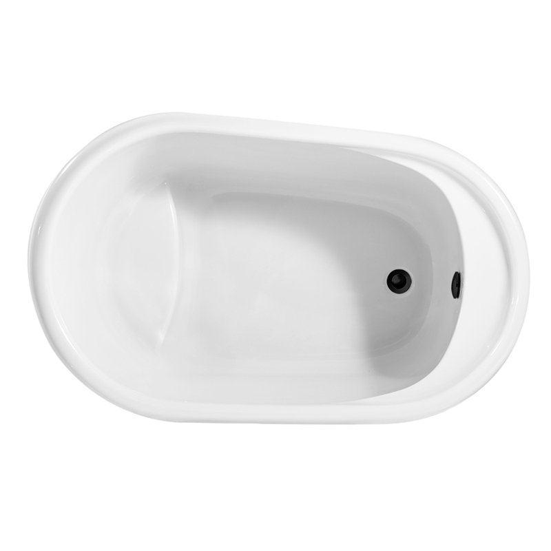 51" Streamline Freestanding Soaking Acrylic Bathtub With Drain and Bamboo Tray, Matte Black