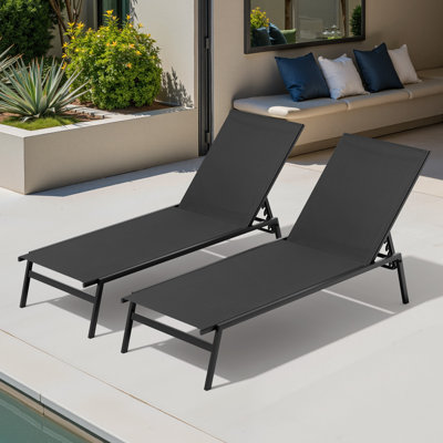 Blevens Metal Stackable Reclining Chaise and Lounge Chairs by Mercury Row