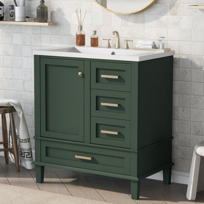 Megghan 30.03'' Single Bathroom Vanity with Ceramic Top