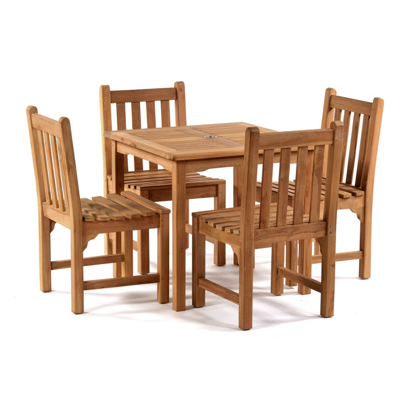 Gallipolis 4 - Person Teak Wood Patio Dining Set with Square Table