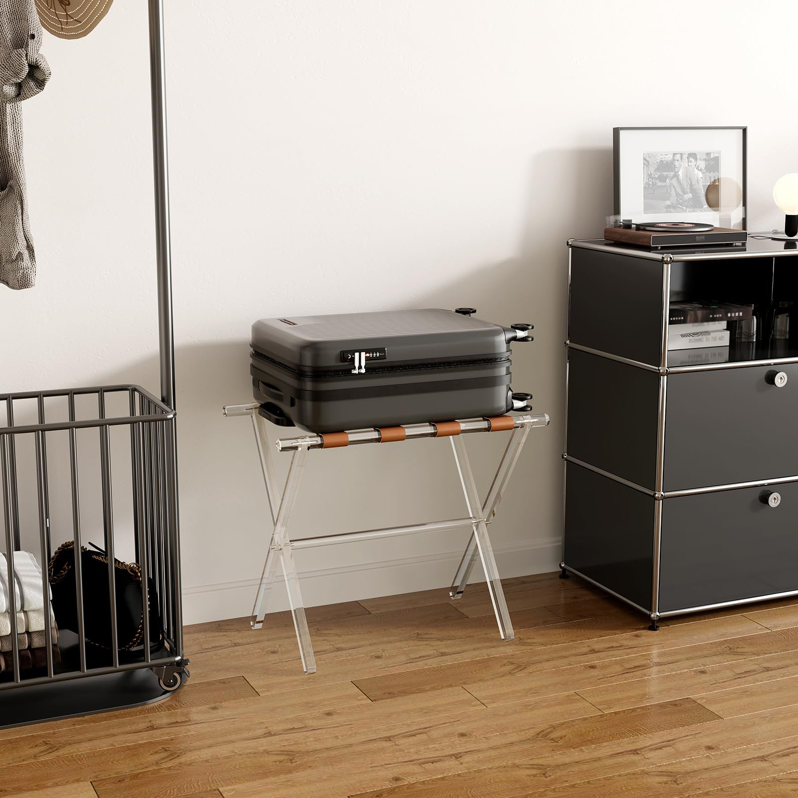 YIXIAOSHANGMAO Acrylic Folding Luggage Rack With Shoulder Straps, Load ...