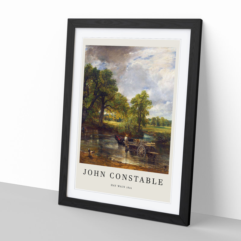 The Hay Wain by John Constable - Picture Frame Painting, 36cm H x 27cm W x 2cm D, Black Framed