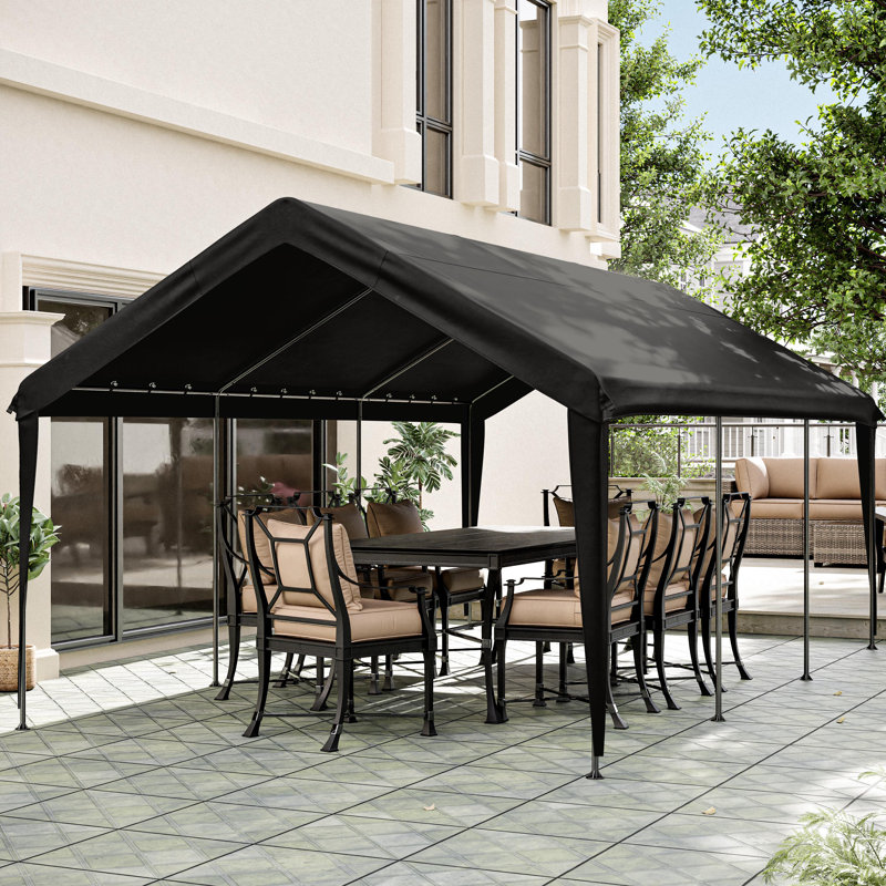 12X20 Ft Carport Canopy Replacement Cover, Carport Roof Cover Only (Frame Is Not Included), Black