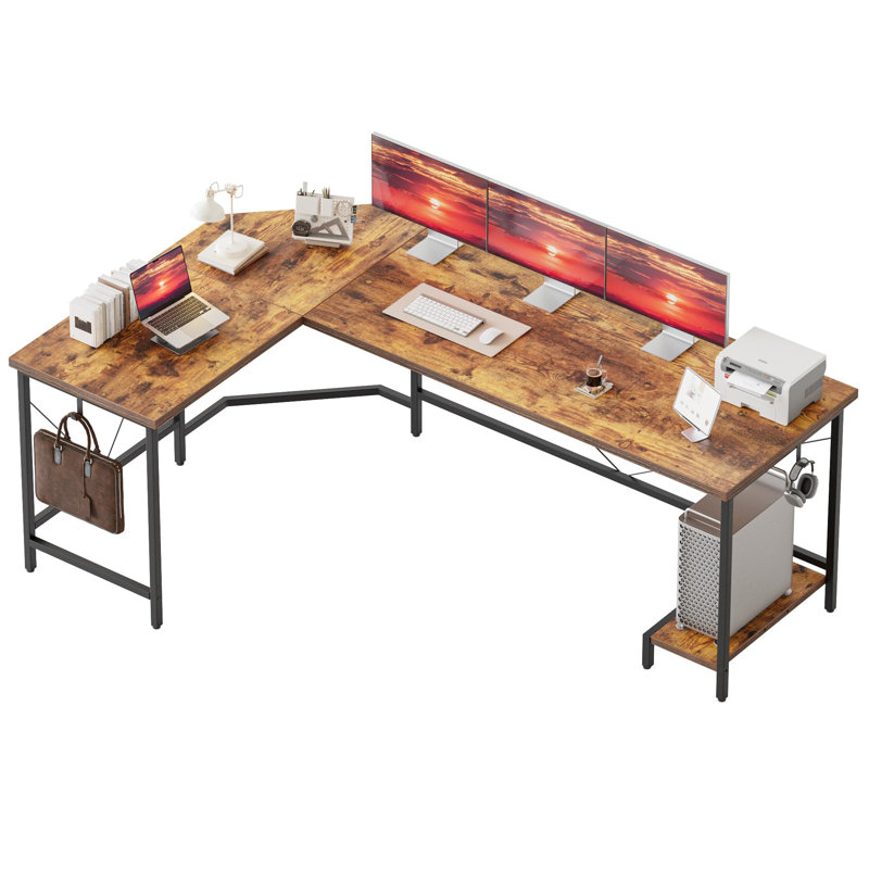 L-Shaped Metal Base Computer Desk