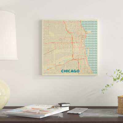 « chicago retro urban blueprint map », reproduction d’impression sur toile