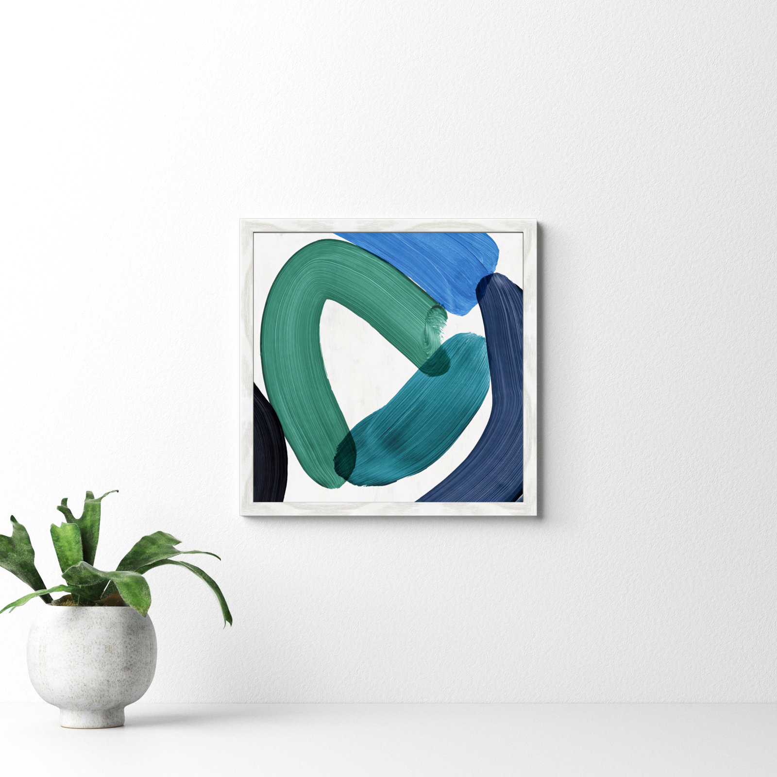Smooth Bend I Painting, 17" H x 17" W x 0.75" D, White Framed