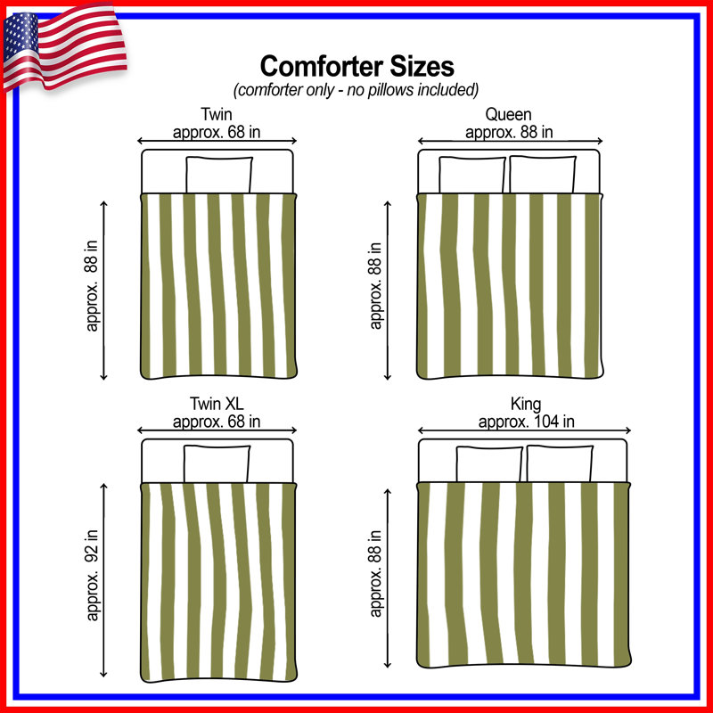 Vertical Olive Stripes Comforter, Très grand lit