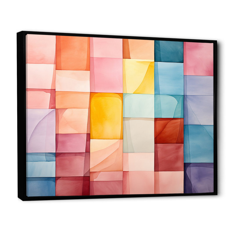 Hardedge Pastel Symetry III sur toile, Cadre flottant noir, H 30 po x l 40 po x P 1,5 po