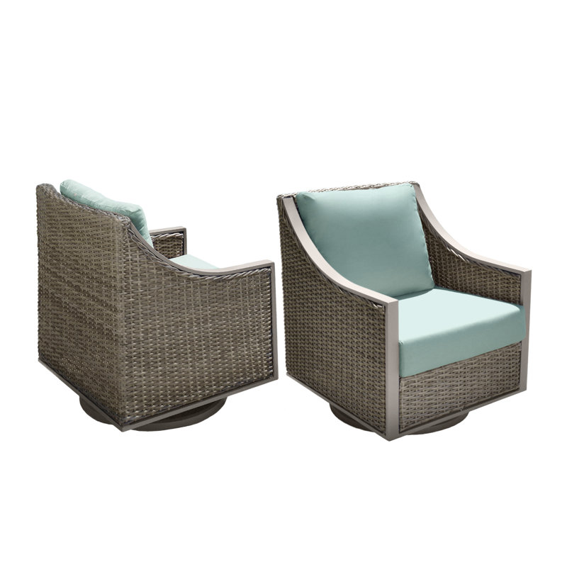 Corbin Swivel Chair (2-Pack), Spa Blue Fabric And Beige Frame, Beige, Blue