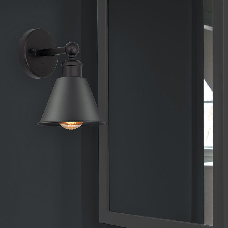 Harlan Steel Armed Sconce, Black / Matte Black