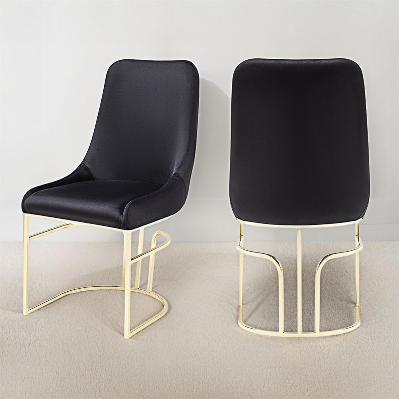 Chaises de salle à manger (ensemble de 2), Noir, Doré